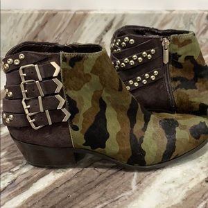 Sam Edelman Camo Hair on calf studded ankle boots